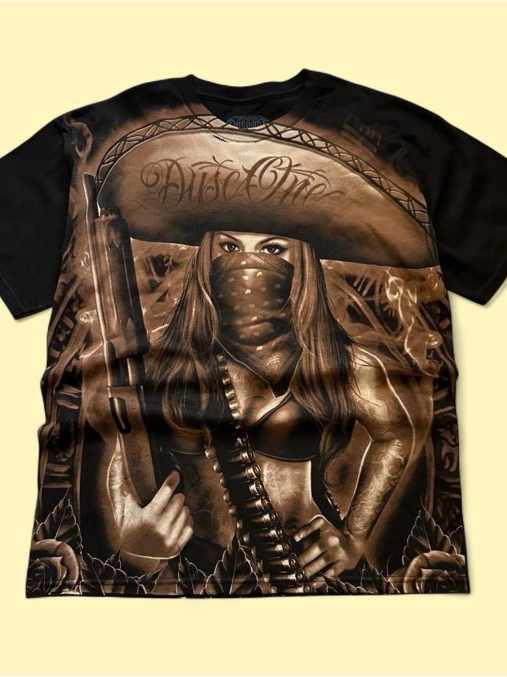 Dyse One Graphic Bandana CowgirlPrint Men's T-Shirt - Black/Brown Xl